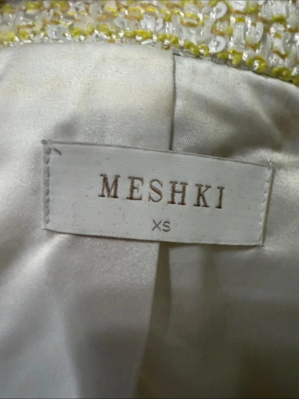 Meshki Cream Tweed Mini Skirt with Belt